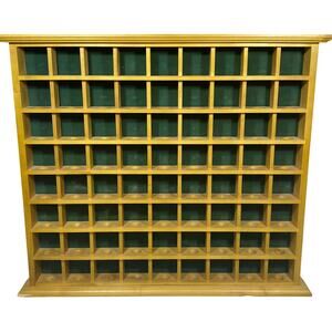 Vintage 72 Golf Balls Display Cabinet Solid Oak Wood Green Fabric Backing 22X26"